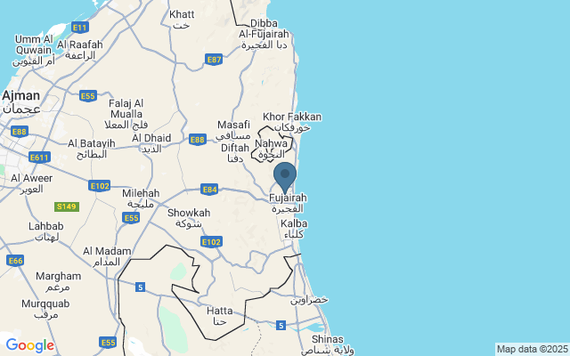 Kaart met locatie Vrijdagmarkt Fujairah